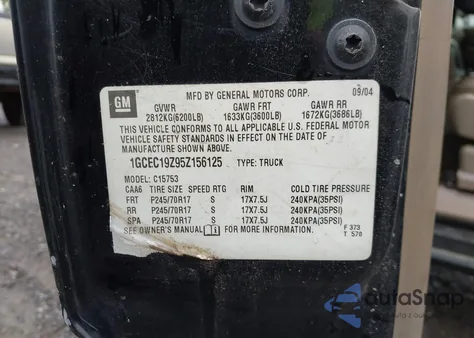 2005 Chevrolet Silverado 1500 Lt из США, поврежденный, VIN 1GCEC19Z95Z156125